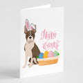 Brindle Boston Terrier Easter Greeting Cards Pack of 8 Blank Cards with Envelopes Whimsical A7 Size 5x7