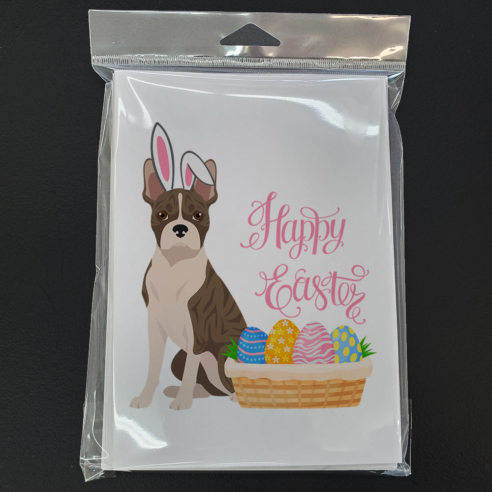 Brindle Boston Terrier Easter Greeting Cards Pack of 8 Blank Cards with Envelopes Whimsical A7 Size 5x7