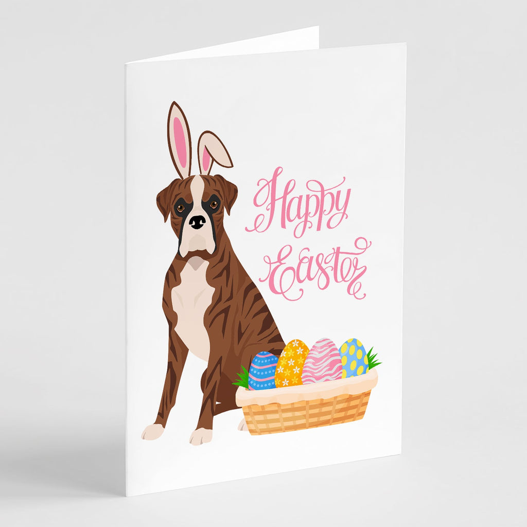 Natural Eared Red Brindle Boxer Easter Greeting Cards Pack of 8 Blank Cards with Envelopes Whimsical A7 Size 5x7