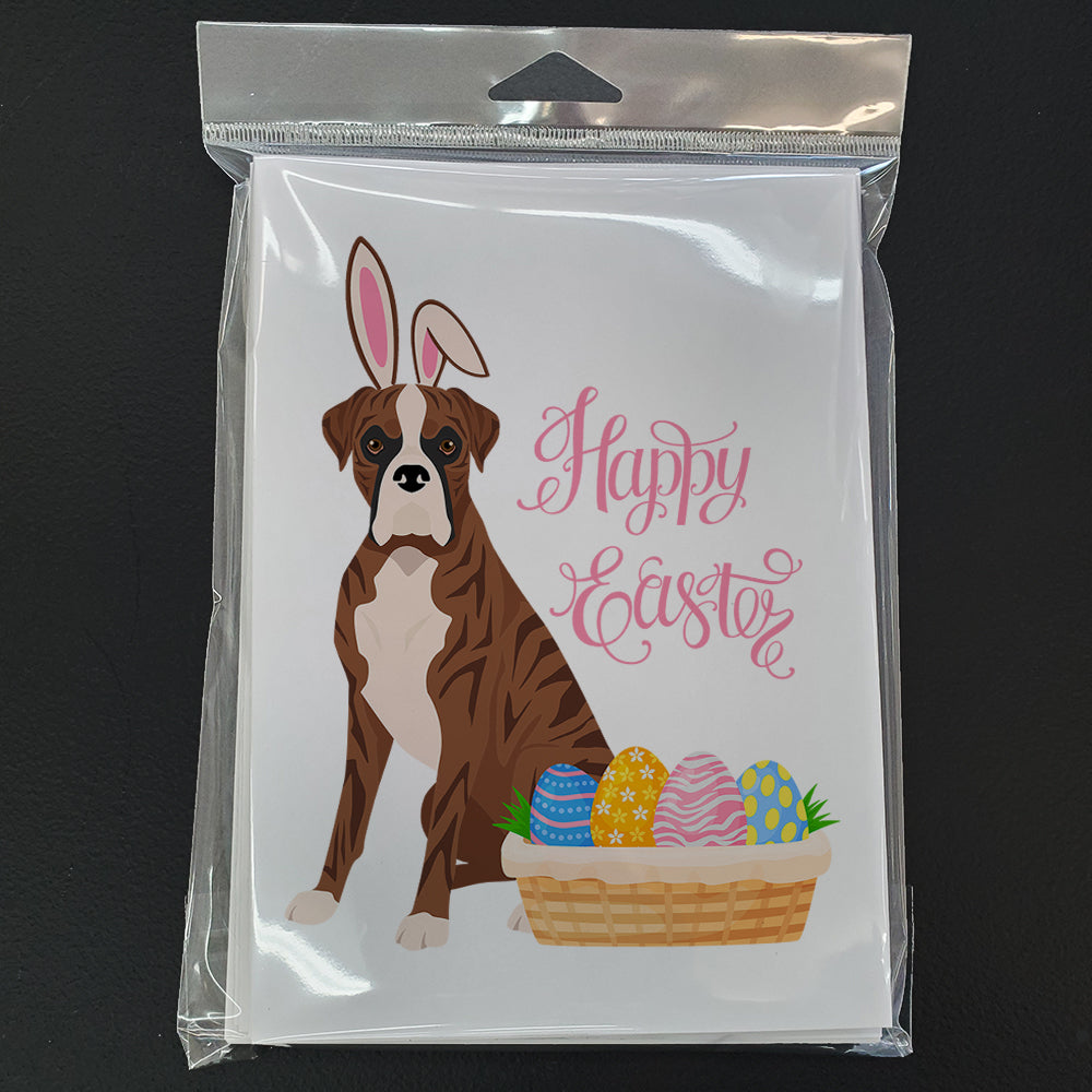 Natural Eared Red Brindle Boxer Easter Greeting Cards Pack of 8 Blank Cards with Envelopes Whimsical A7 Size 5x7