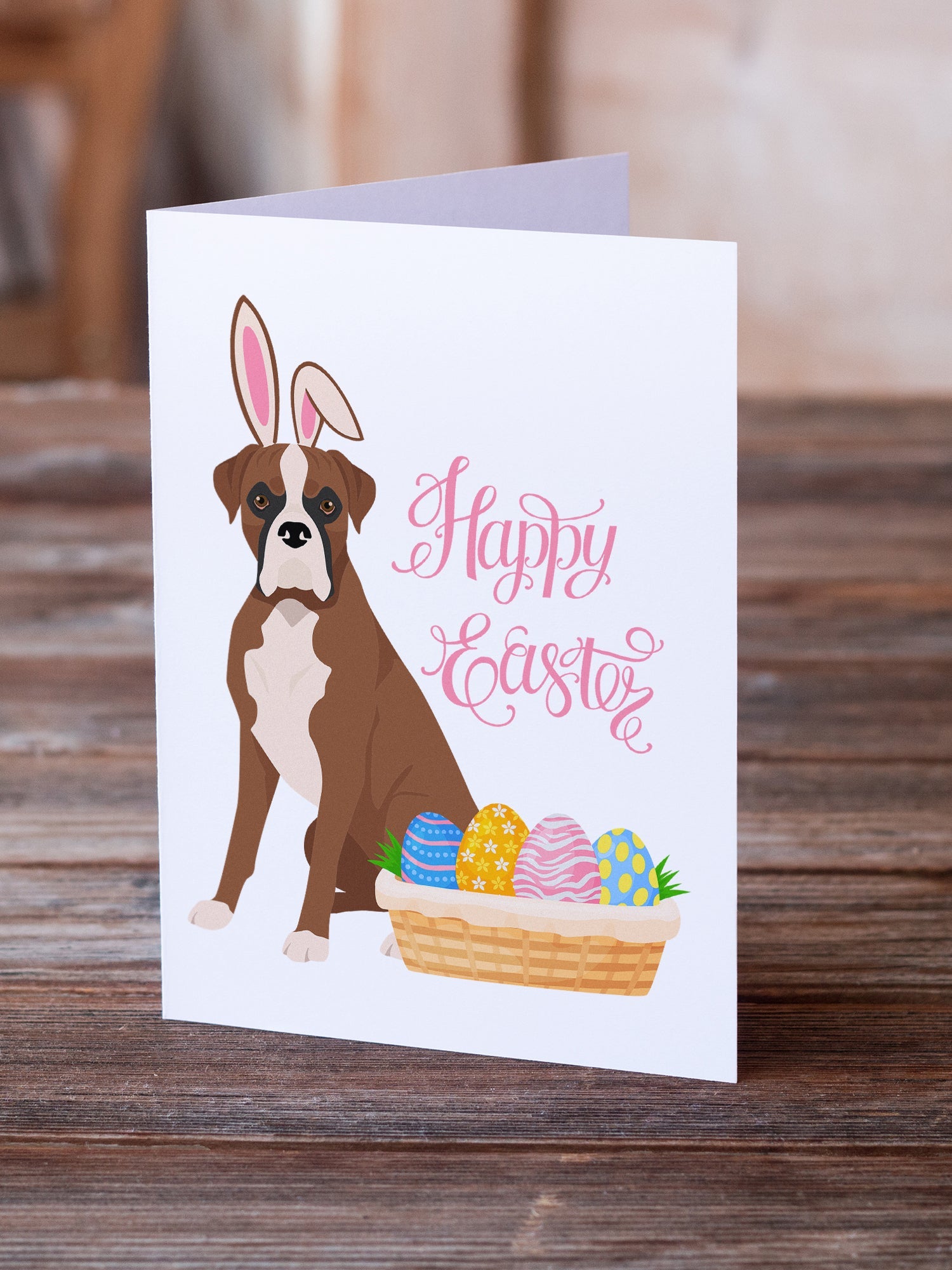 Natural Eared Red Fawn Boxer Easter Greeting Cards Pack of 8 Blank Cards with Envelopes Whimsical A7 Size 5x7