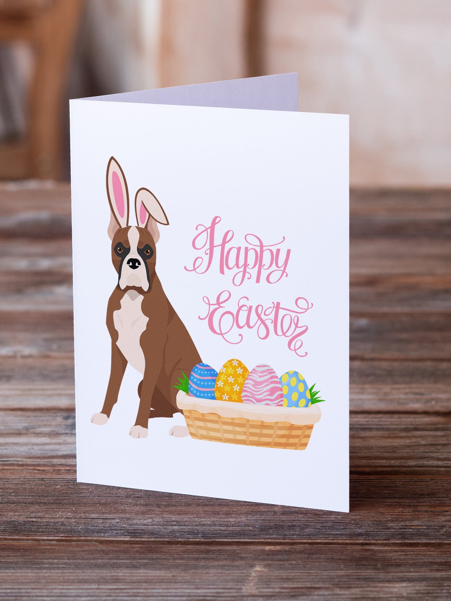 Red Fawn Boxer Easter Greeting Cards Pack of 8 Blank Cards with Envelopes Whimsical A7 Size 5x7