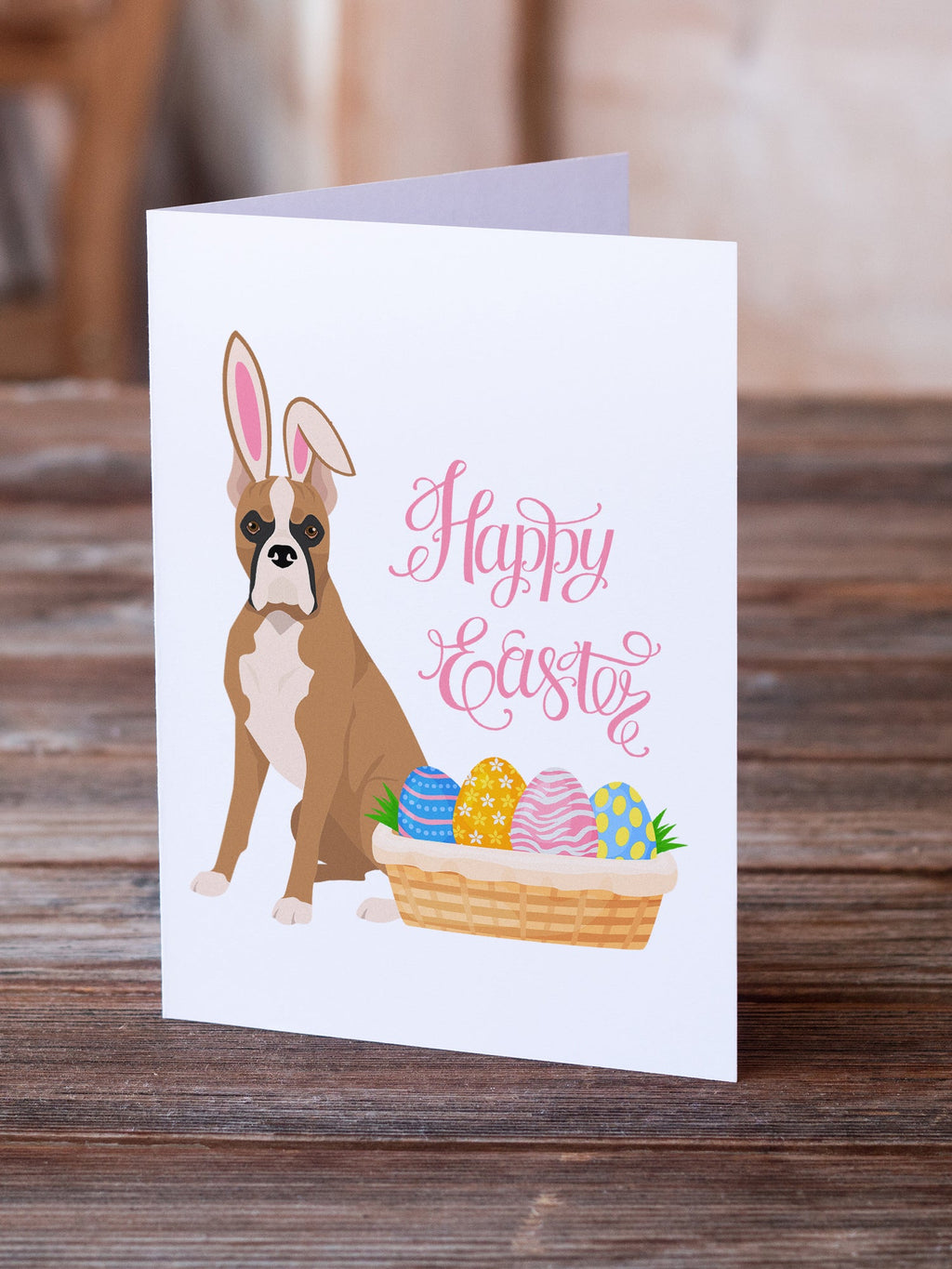 Fawn Boxer Easter Greeting Cards Pack of 8 Blank Cards with Envelopes Whimsical A7 Size 5x7