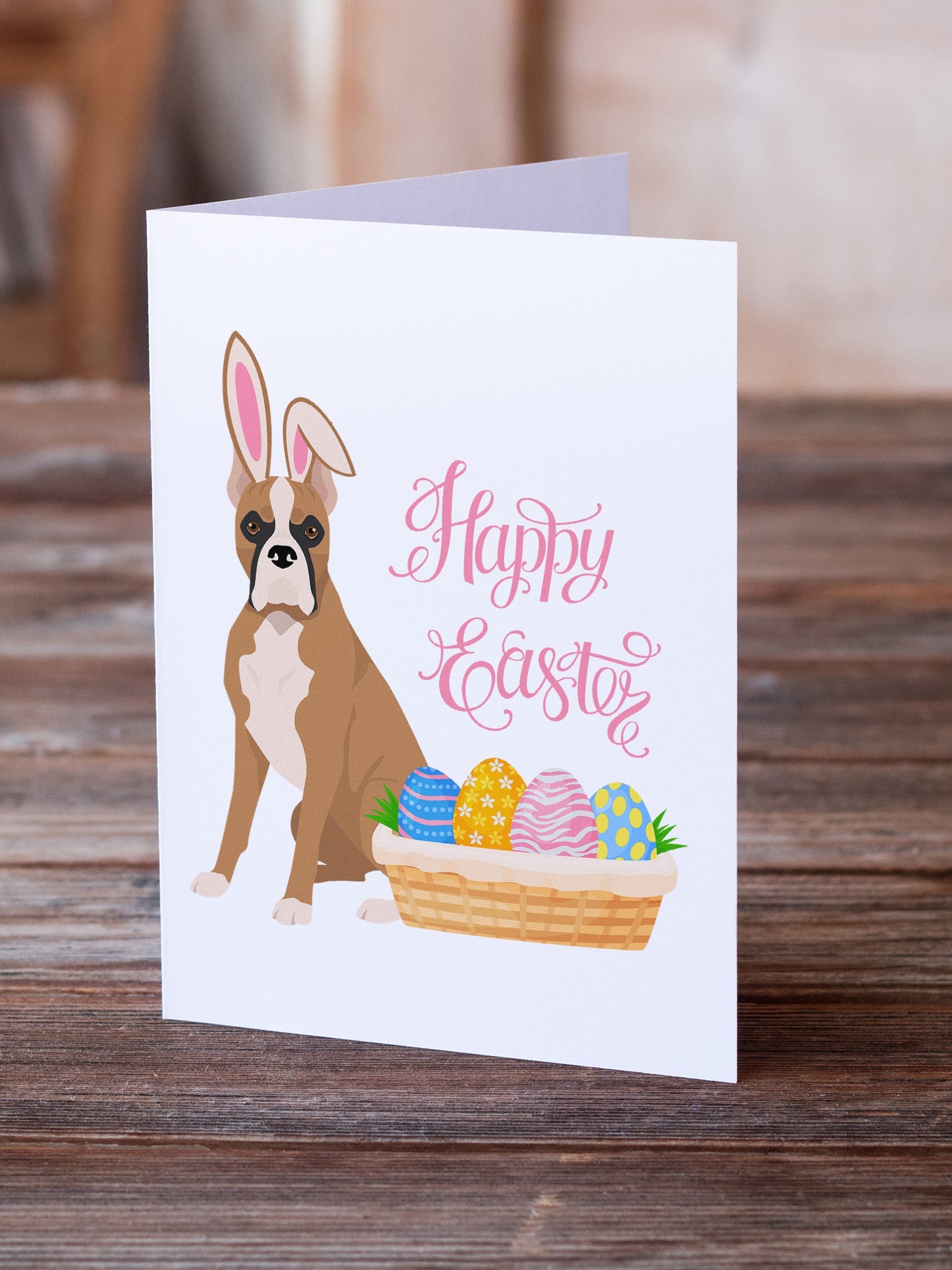 Fawn Boxer Easter Greeting Cards Pack of 8 Blank Cards with Envelopes Whimsical A7 Size 5x7