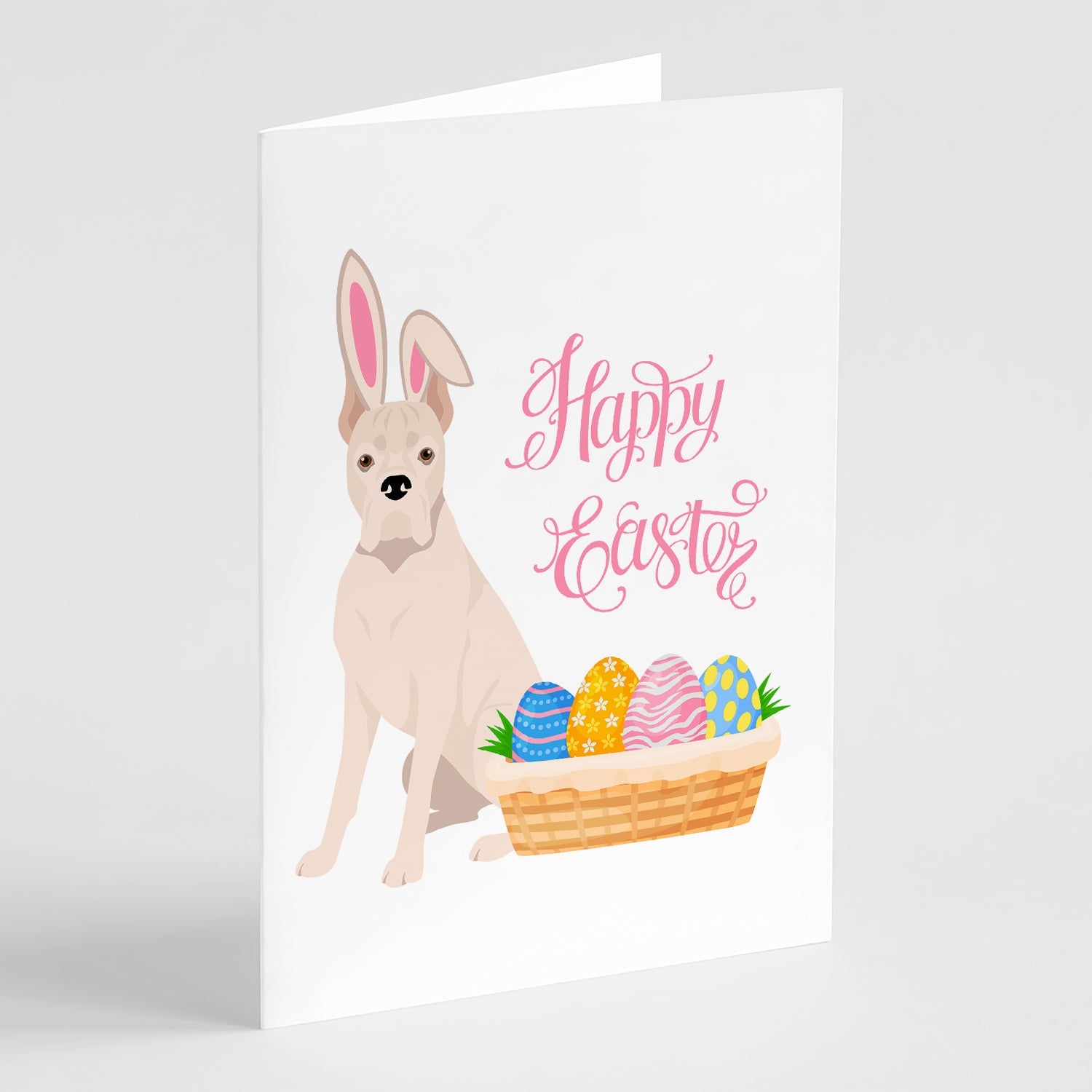White Boxer Easter Greeting Cards Pack of 8 Blank Cards with Envelopes Whimsical A7 Size 5x7