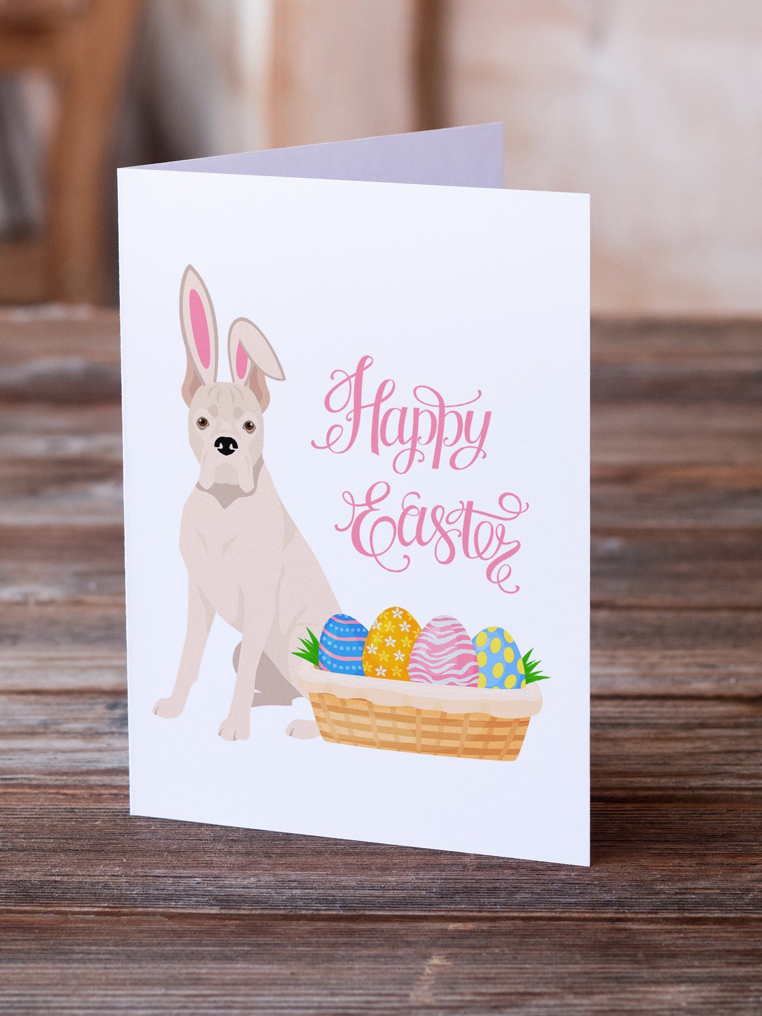 White Boxer Easter Greeting Cards Pack of 8 Blank Cards with Envelopes Whimsical A7 Size 5x7