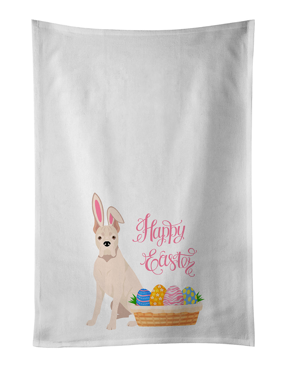 White Boxer Easter Kitchen Towel Set of 2 White Dish Towels Decorative Bathroom Hand towel for Hand, Face, Hair, Yoga, Tea, Dishcloth, 19 X 28", White
