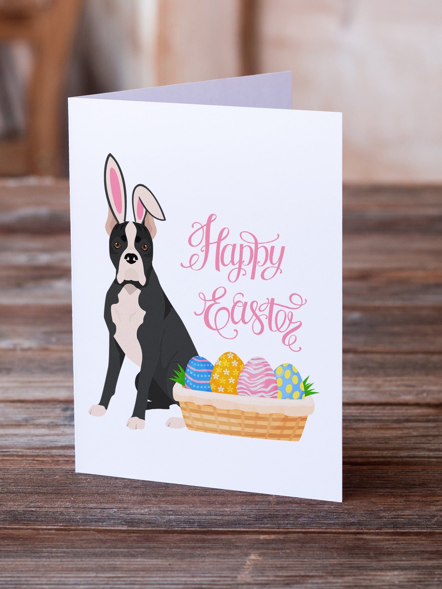 Black Boxer Easter Greeting Cards Pack of 8 Blank Cards with Envelopes Whimsical A7 Size 5x7