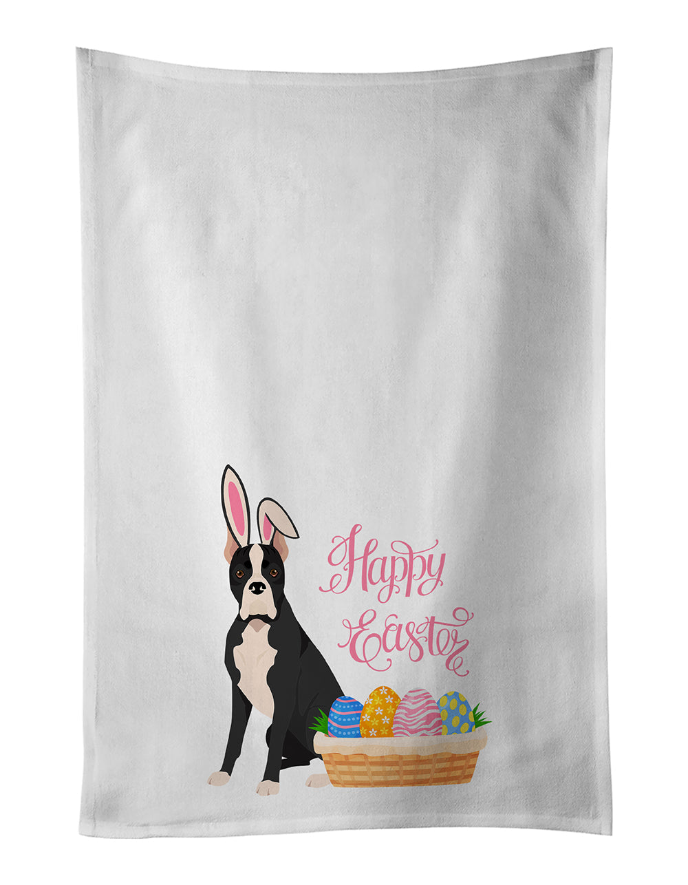 Black Boxer Easter Kitchen Towel Set of 2 White Dish Towels Decorative Bathroom Hand towel for Hand, Face, Hair, Yoga, Tea, Dishcloth, 19 X 28", White