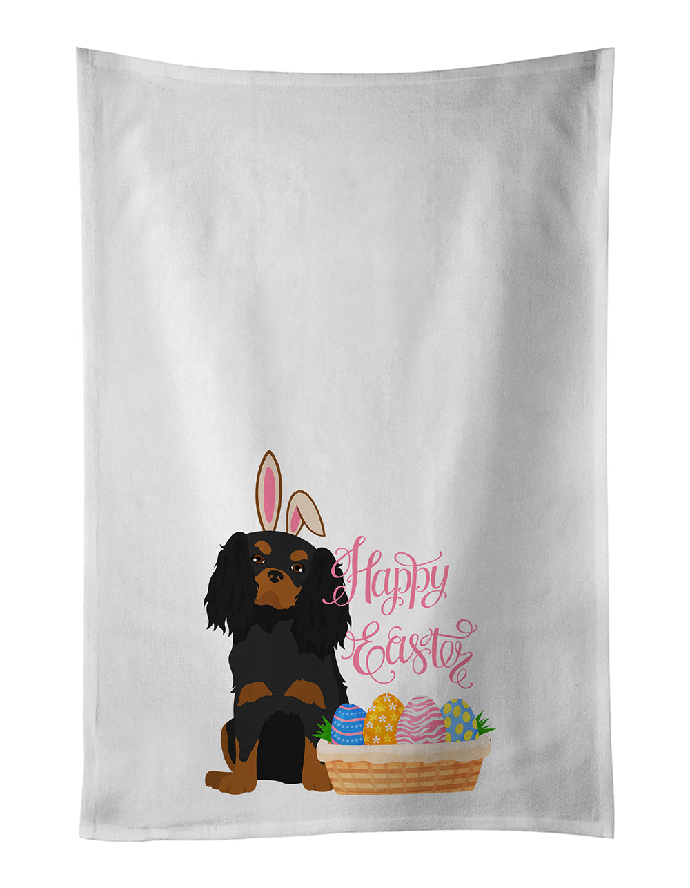 Black and Tan Cavalier Spaniel Easter Kitchen Towel Set of 2 White Dish Towels Decorative Bathroom Hand towel for Hand, Face, Hair, Yoga, Tea, Dishcloth, 19 X 28", White