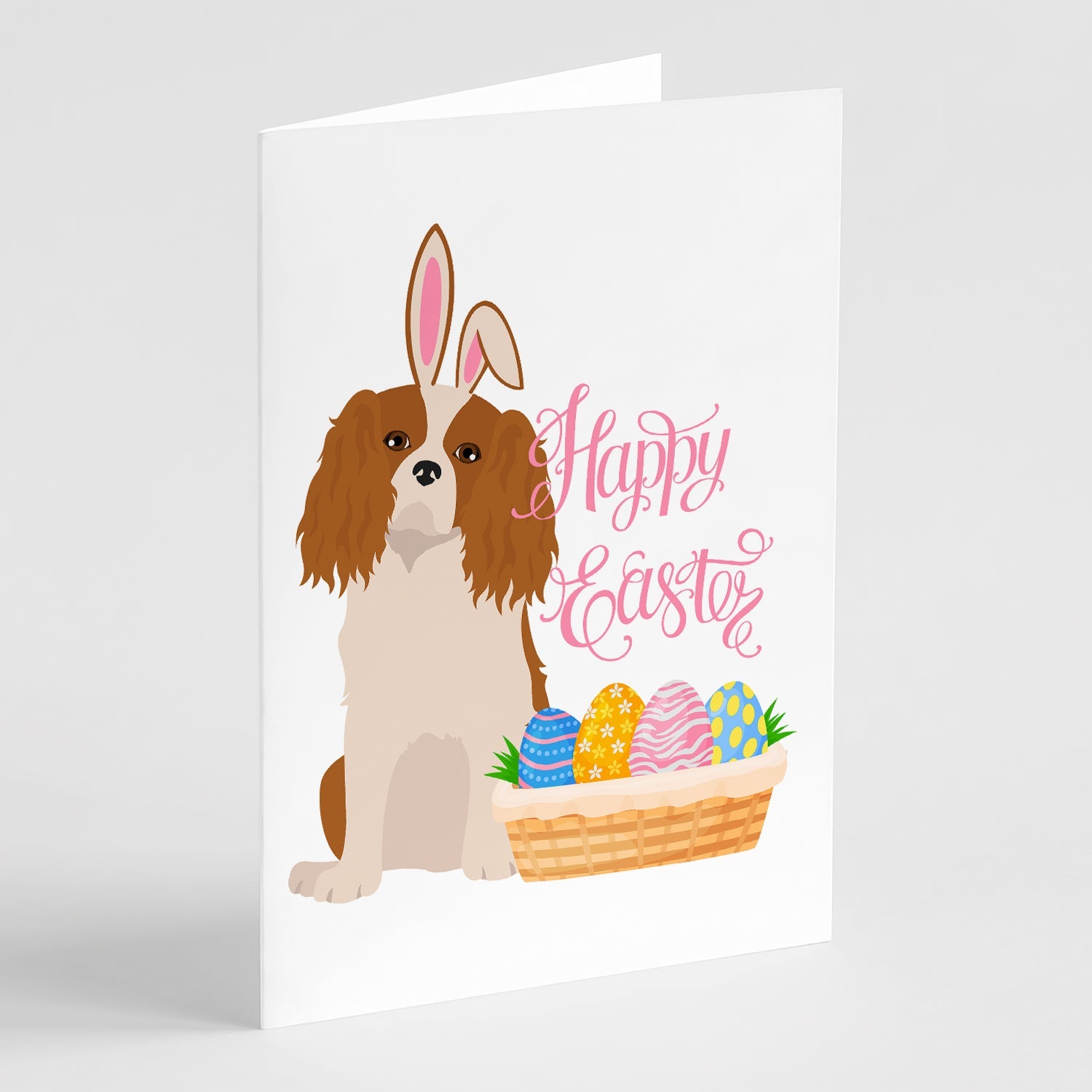 Blenheim Cavalier Spaniel Easter Greeting Cards Pack of 8 Blank Cards with Envelopes Whimsical A7 Size 5x7