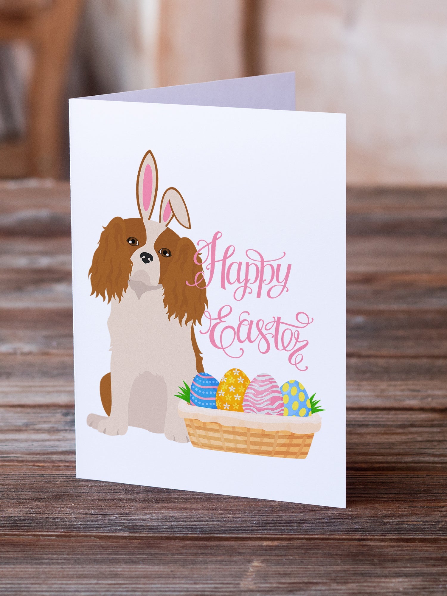 Blenheim Cavalier Spaniel Easter Greeting Cards Pack of 8 Blank Cards with Envelopes Whimsical A7 Size 5x7