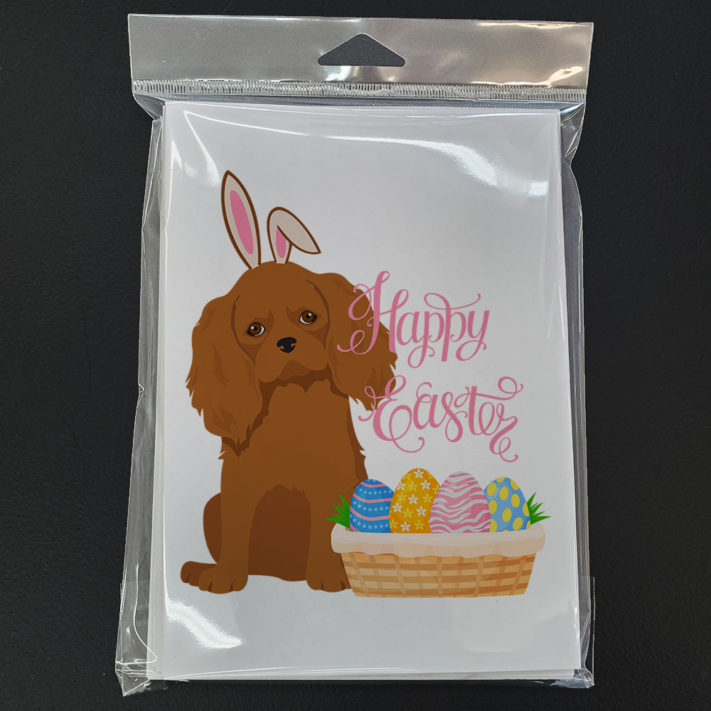 Ruby Cavalier Spaniel Easter Greeting Cards Pack of 8 Blank Cards with Envelopes Whimsical A7 Size 5x7