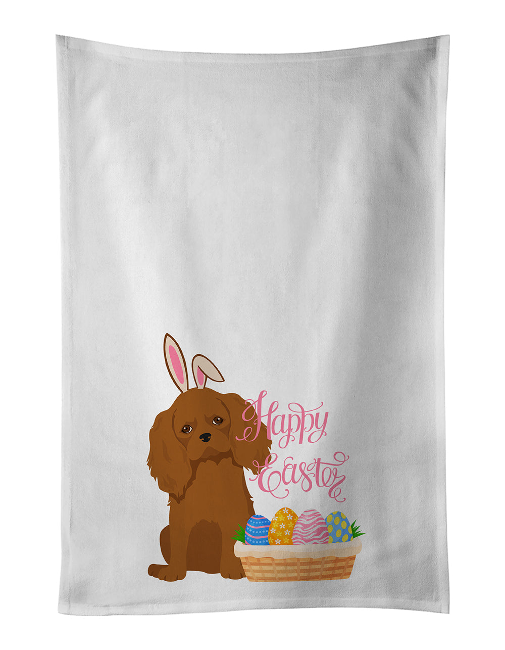 Ruby Cavalier Spaniel Easter Kitchen Towel Set of 2 White Dish Towels Decorative Bathroom Hand towel for Hand, Face, Hair, Yoga, Tea, Dishcloth, 19 X 28", White