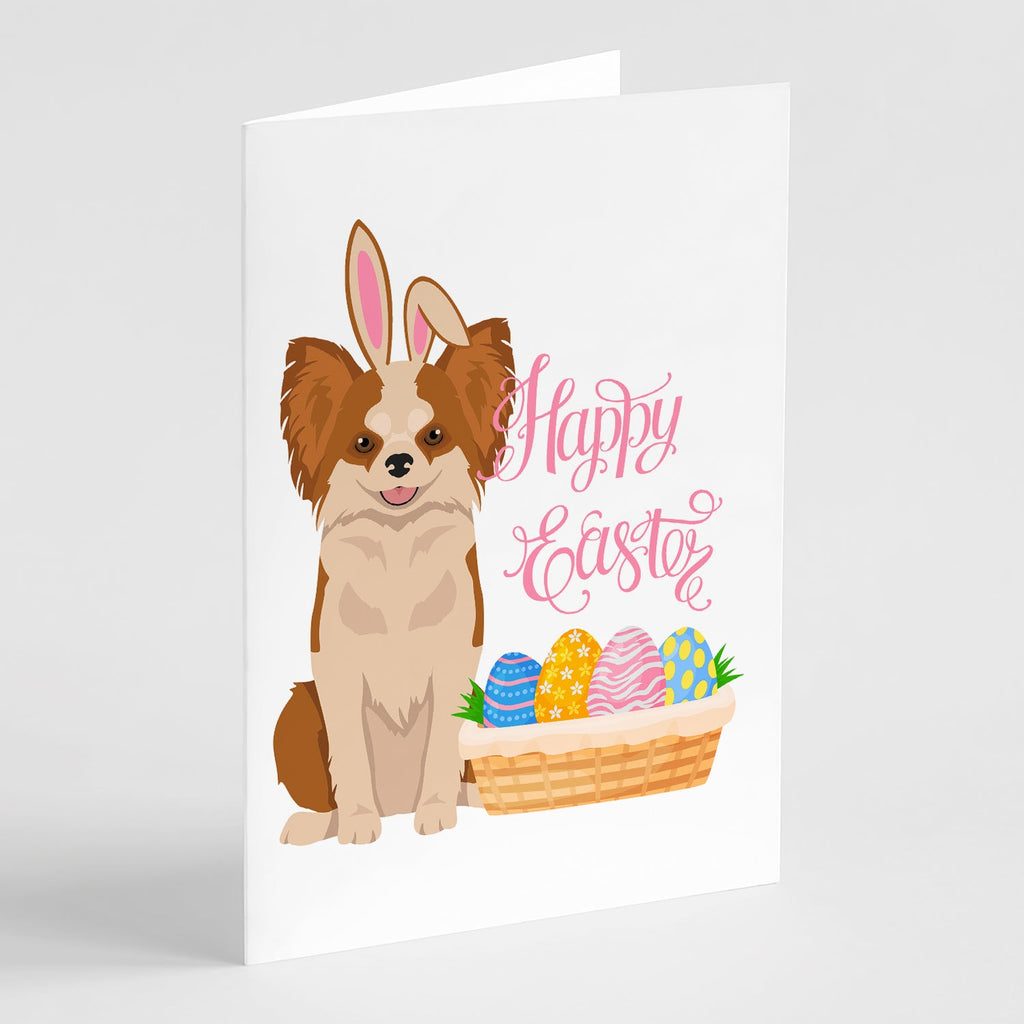 Longhaired Red and White Chihuahua Easter Greeting Cards Pack of 8 Blank Cards with Envelopes Whimsical A7 Size 5x7