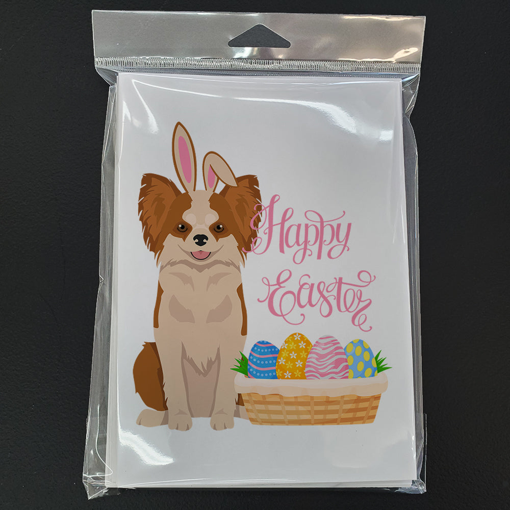Longhaired Red and White Chihuahua Easter Greeting Cards Pack of 8 Blank Cards with Envelopes Whimsical A7 Size 5x7