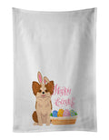 Longhaired Red and White Chihuahua Easter Kitchen Towel Set of 2 White Dish Towels Decorative Bathroom Hand towel for Hand, Face, Hair, Yoga, Tea, Dishcloth, 19 X 28", White