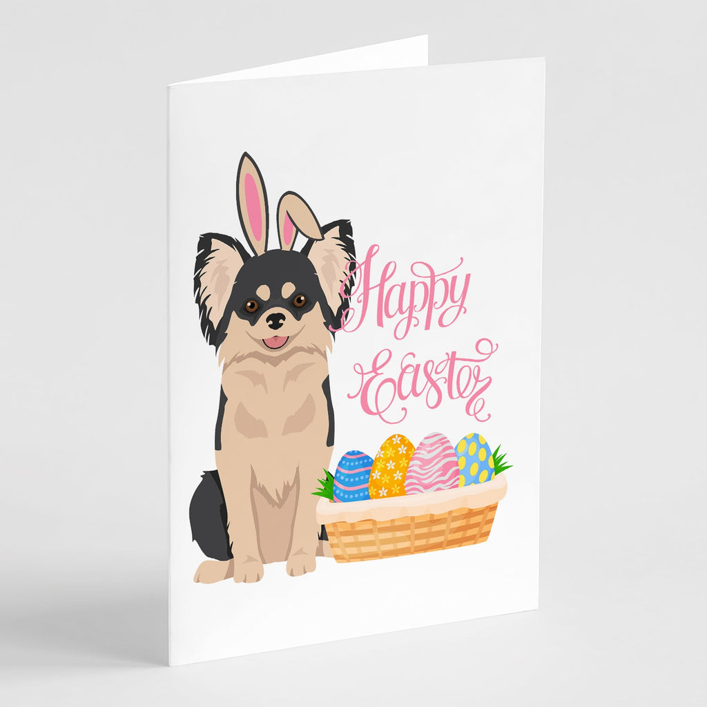 Longhaired Black and White Chihuahua Easter Greeting Cards Pack of 8 Blank Cards with Envelopes Whimsical A7 Size 5x7