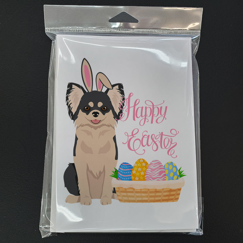 Longhaired Black and White Chihuahua Easter Greeting Cards Pack of 8 Blank Cards with Envelopes Whimsical A7 Size 5x7