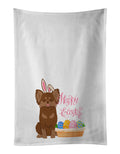 Longhaired Chocolate and Tan Chihuahua Easter Kitchen Towel Set of 2 White Dish Towels Decorative Bathroom Hand towel for Hand, Face, Hair, Yoga, Tea, Dishcloth, 19 X 28", White