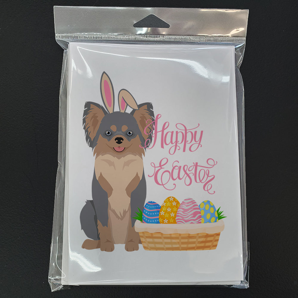 Longhaired Blue and Tan Chihuahua Easter Greeting Cards Pack of 8 Blank Cards with Envelopes Whimsical A7 Size 5x7