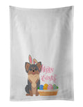 Longhaired Blue and Tan Chihuahua Easter Kitchen Towel Set of 2 White Dish Towels Decorative Bathroom Hand towel for Hand, Face, Hair, Yoga, Tea, Dishcloth, 19 X 28", White