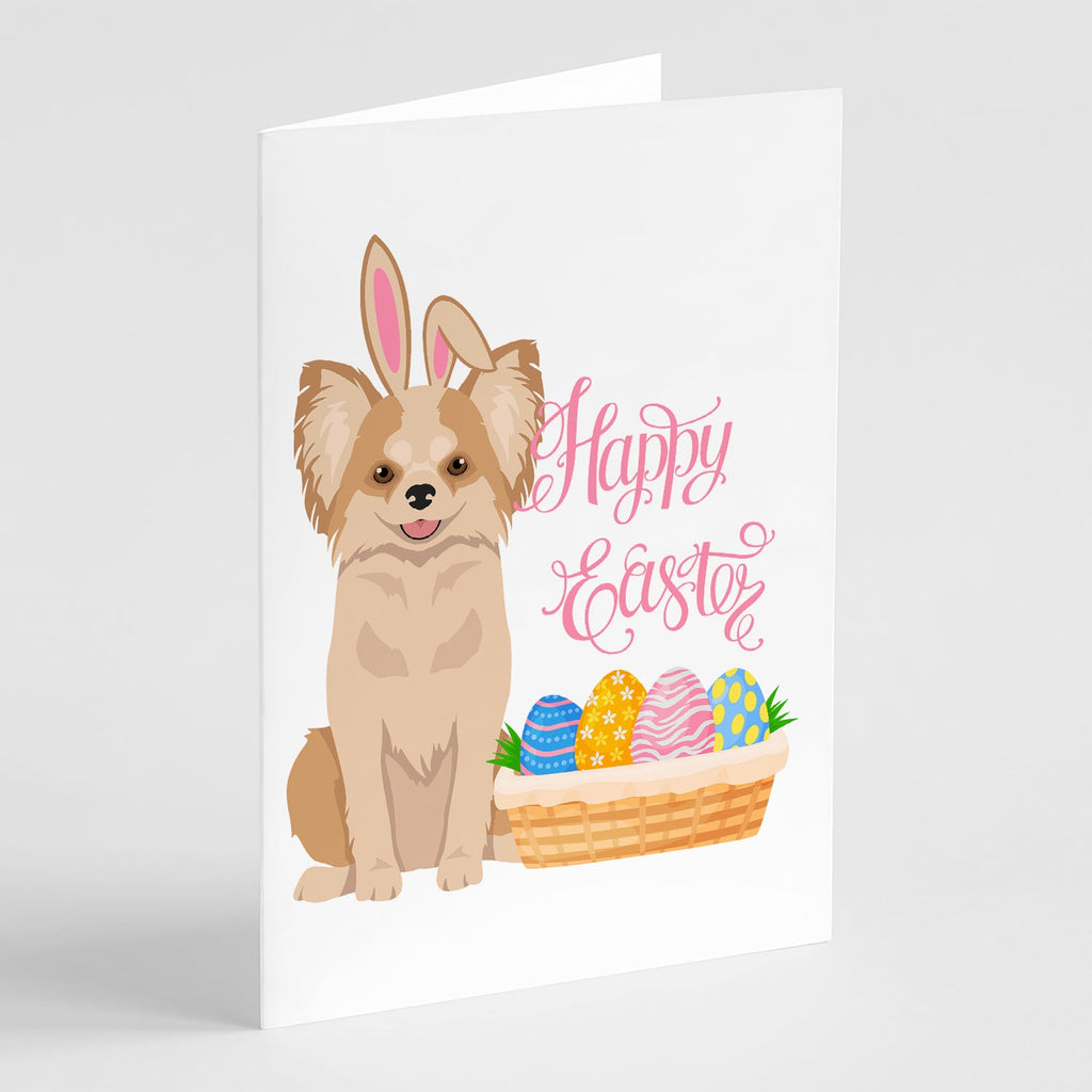 Longhaired Gold and White Chihuahua Easter Greeting Cards Pack of 8 Blank Cards with Envelopes Whimsical A7 Size 5x7