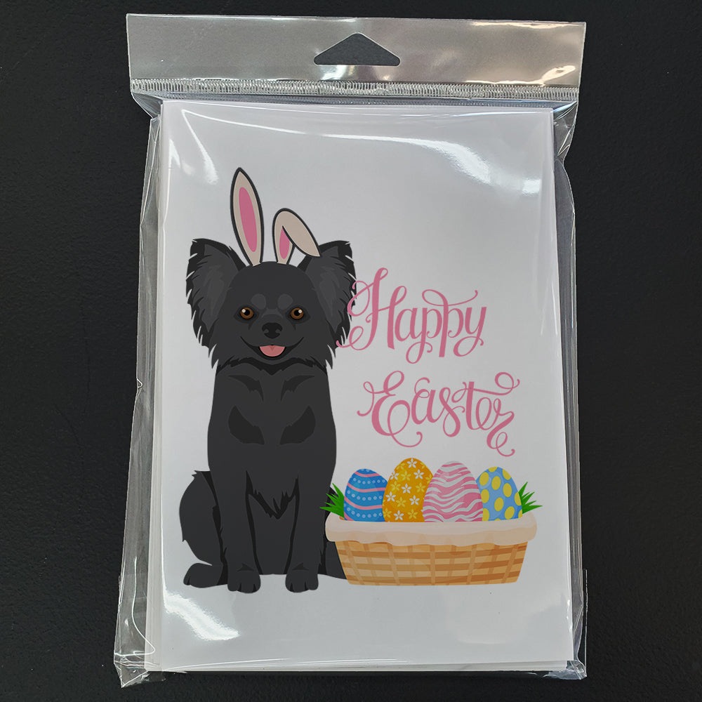 Longhaired Black Chihuahua Easter Greeting Cards Pack of 8 Blank Cards with Envelopes Whimsical A7 Size 5x7