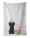 Longhaired Black Chihuahua Easter Kitchen Towel Set of 2 White Dish Towels Decorative Bathroom Hand towel for Hand, Face, Hair, Yoga, Tea, Dishcloth, 19 X 28", White