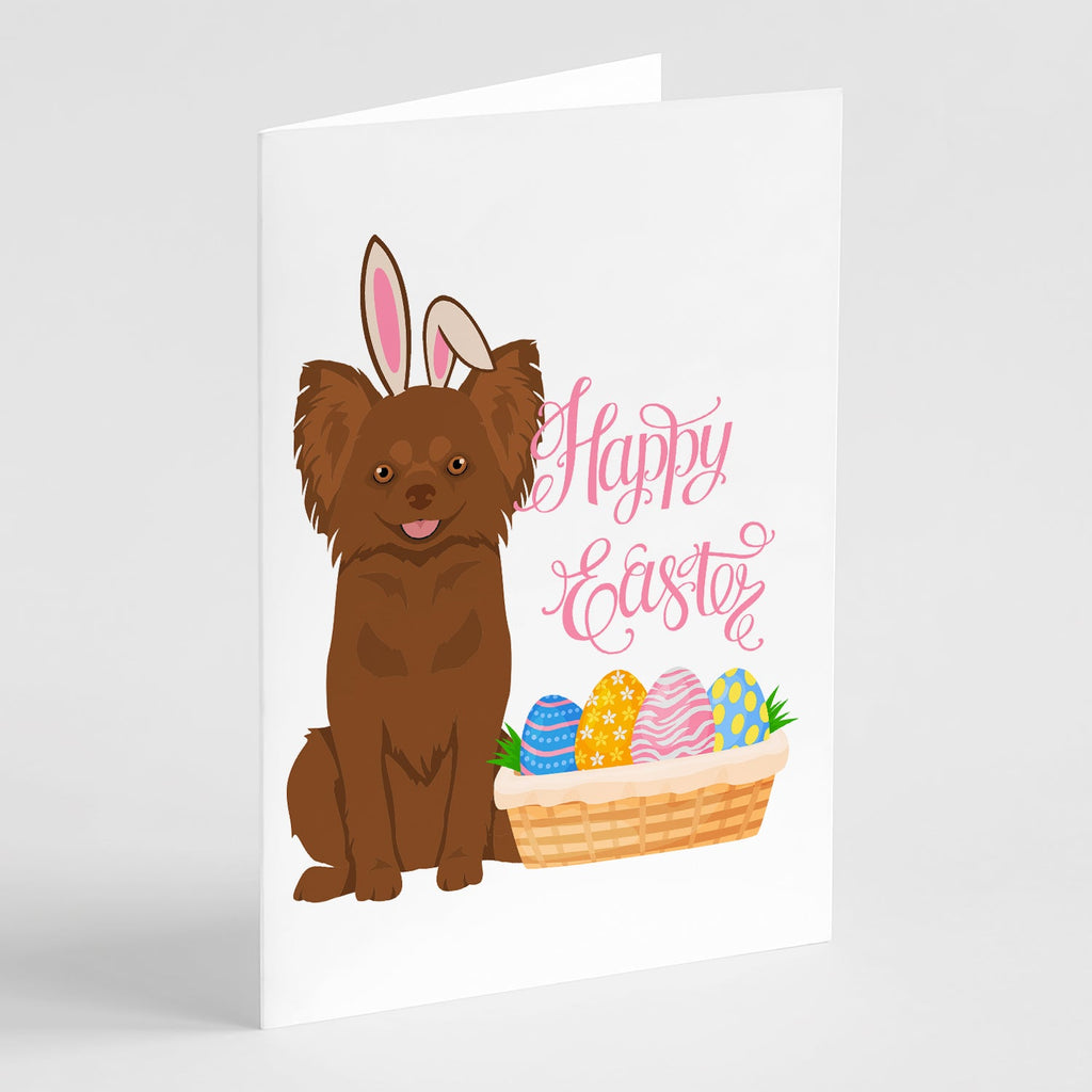 Longhaired Chocolate Chihuahua Easter Greeting Cards Pack of 8 Blank Cards with Envelopes Whimsical A7 Size 5x7