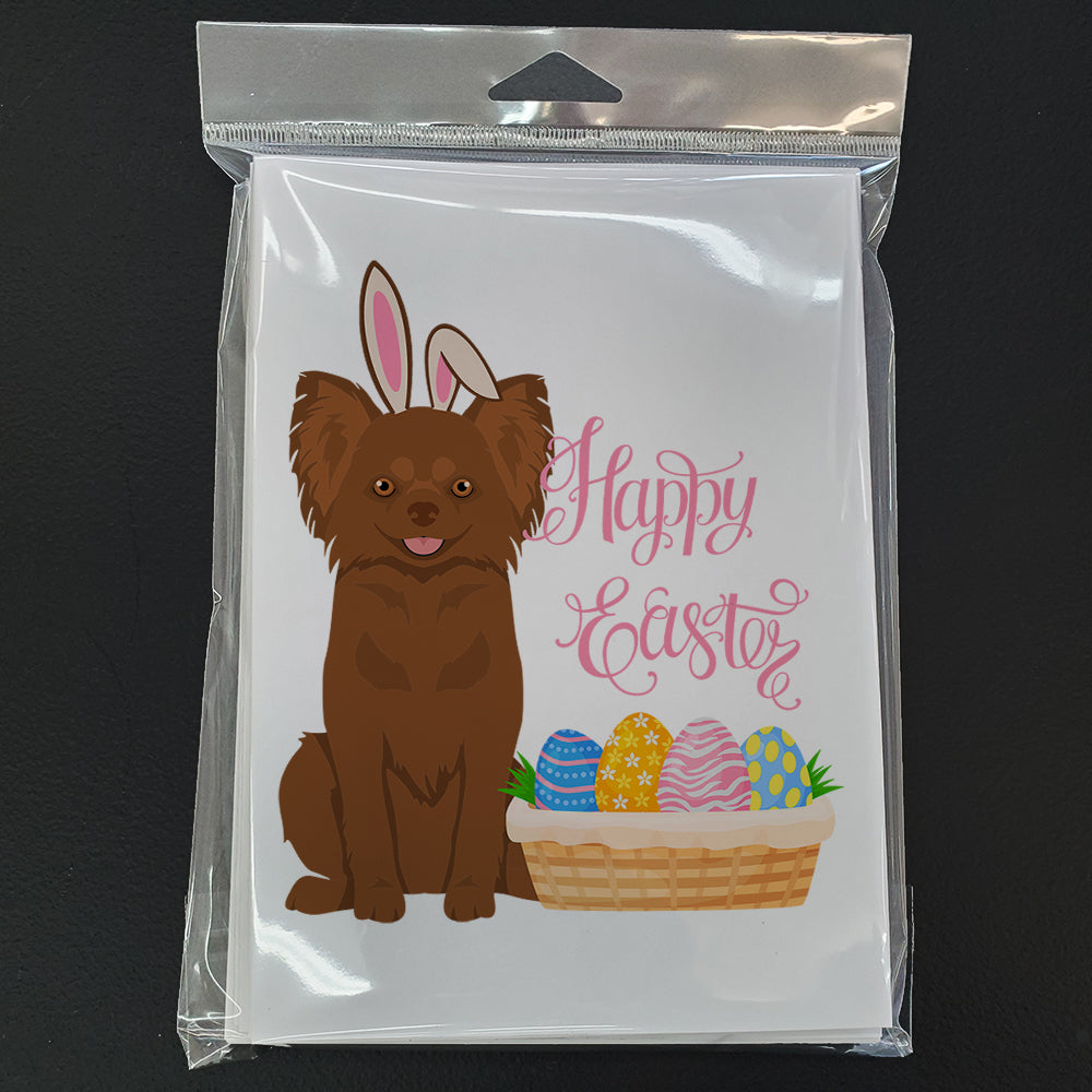 Longhaired Chocolate Chihuahua Easter Greeting Cards Pack of 8 Blank Cards with Envelopes Whimsical A7 Size 5x7