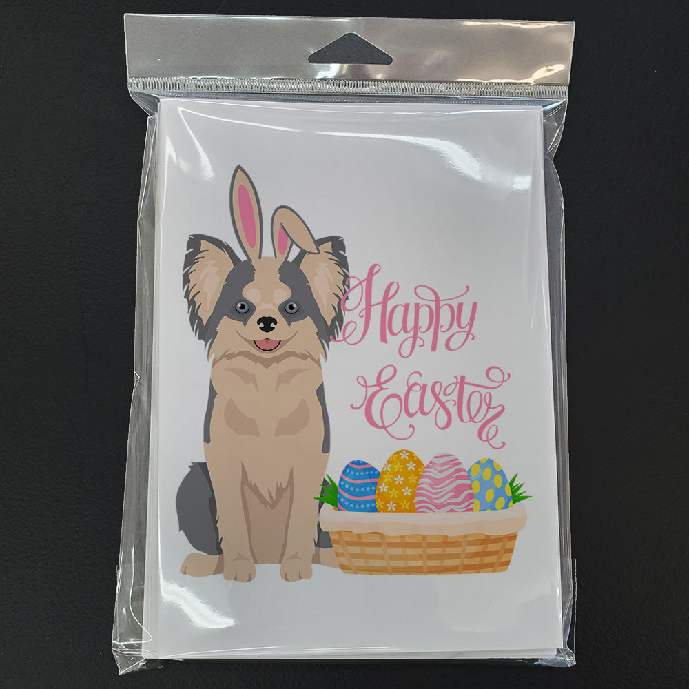 Longhaired Blue and White Chihuahua Easter Greeting Cards Pack of 8 Blank Cards with Envelopes Whimsical A7 Size 5x7
