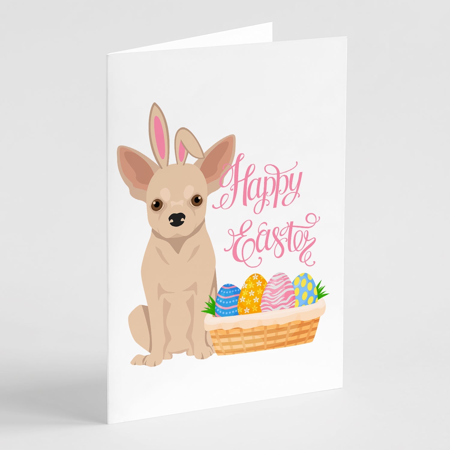 Fawn Chihuahua Easter Greeting Cards Pack of 8 Blank Cards with Envelopes Whimsical A7 Size 5x7
