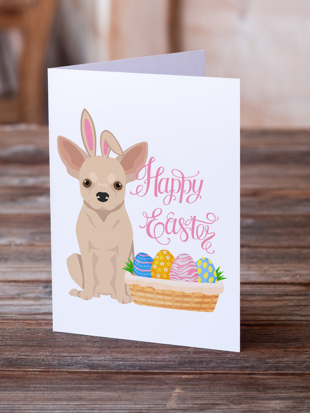 Fawn Chihuahua Easter Greeting Cards Pack of 8 Blank Cards with Envelopes Whimsical A7 Size 5x7