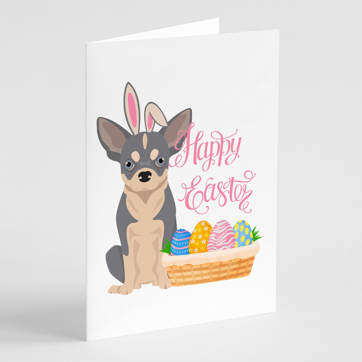 Blue and White Chihuahua Easter Greeting Cards Pack of 8 Blank Cards with Envelopes Whimsical A7 Size 5x7