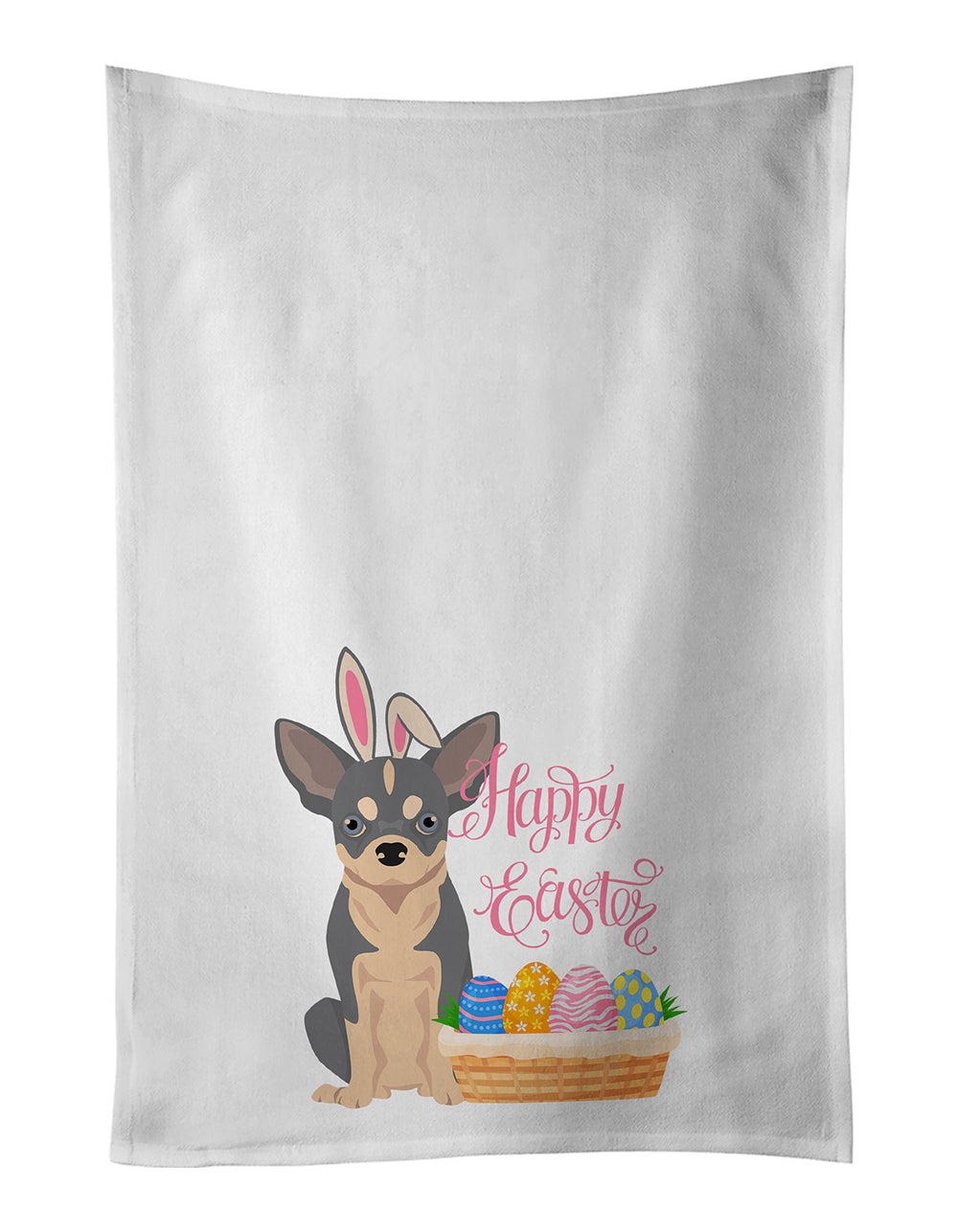 Blue and White Chihuahua Easter Kitchen Towel Set of 2 White Dish Towels Decorative Bathroom Hand towel for Hand, Face, Hair, Yoga, Tea, Dishcloth, 19 X 28", White