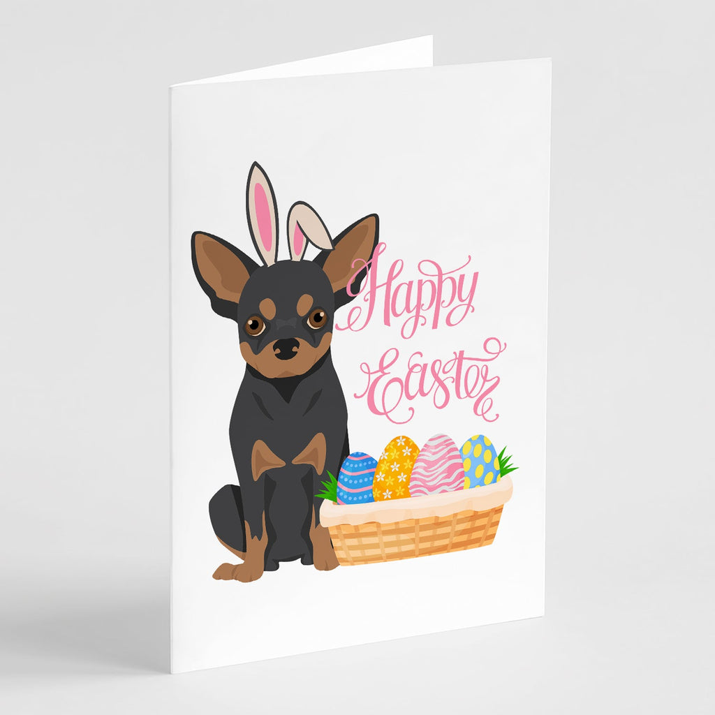 Black and Tan Chihuahua Easter Greeting Cards Pack of 8 Blank Cards with Envelopes Whimsical A7 Size 5x7