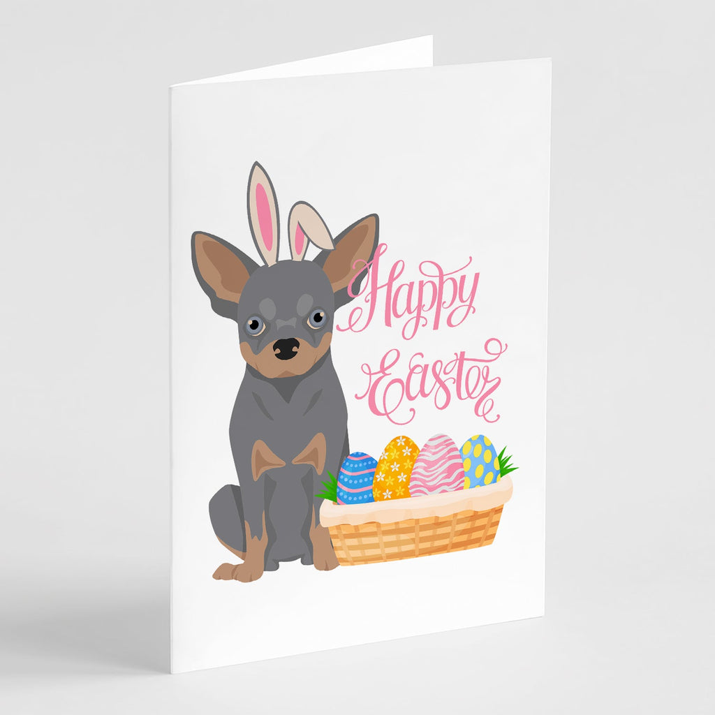 Blue and Tan Chihuahua Easter Greeting Cards Pack of 8 Blank Cards with Envelopes Whimsical A7 Size 5x7