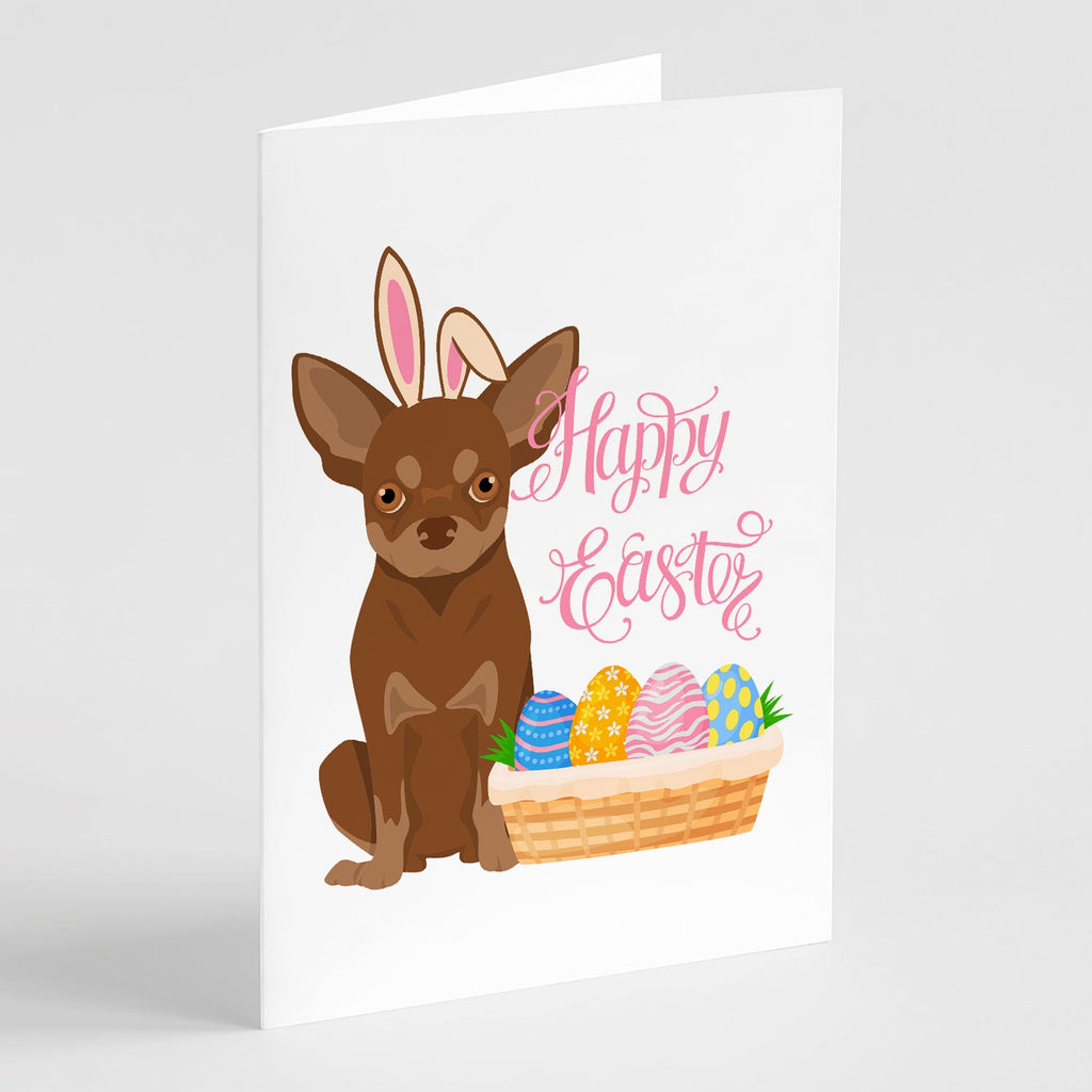 Chocolate and Tan Chihuahua Easter Greeting Cards Pack of 8 Blank Cards with Envelopes Whimsical A7 Size 5x7