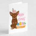 Chocolate and Tan Chihuahua Easter Greeting Cards Pack of 8 Blank Cards with Envelopes Whimsical A7 Size 5x7