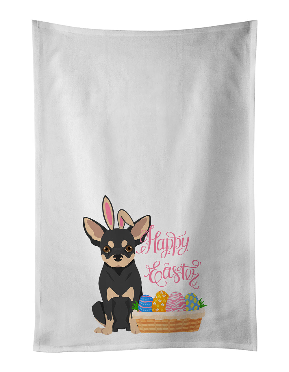Black and Cream Chihuahua Easter Kitchen Towel Set of 2 White Dish Towels Decorative Bathroom Hand towel for Hand, Face, Hair, Yoga, Tea, Dishcloth, 19 X 28", White
