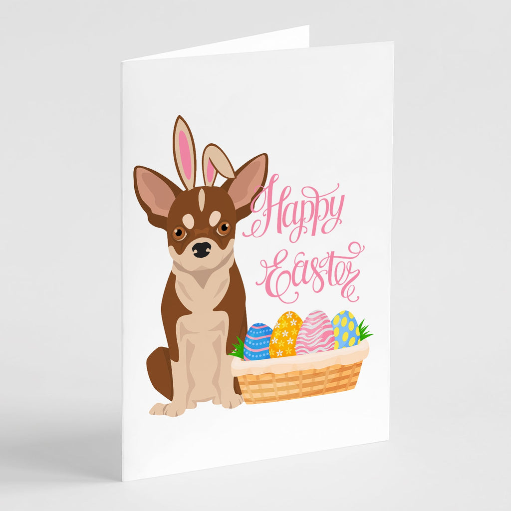 Red and White Chihuahua Easter Greeting Cards Pack of 8 Blank Cards with Envelopes Whimsical A7 Size 5x7