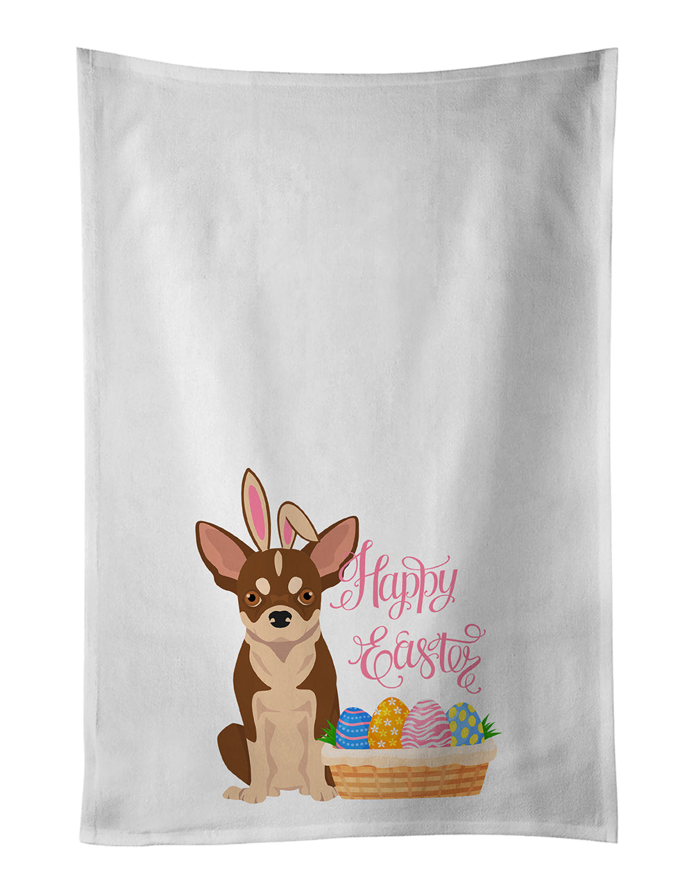 Red and White Chihuahua Easter Kitchen Towel Set of 2 White Dish Towels Decorative Bathroom Hand towel for Hand, Face, Hair, Yoga, Tea, Dishcloth, 19 X 28", White