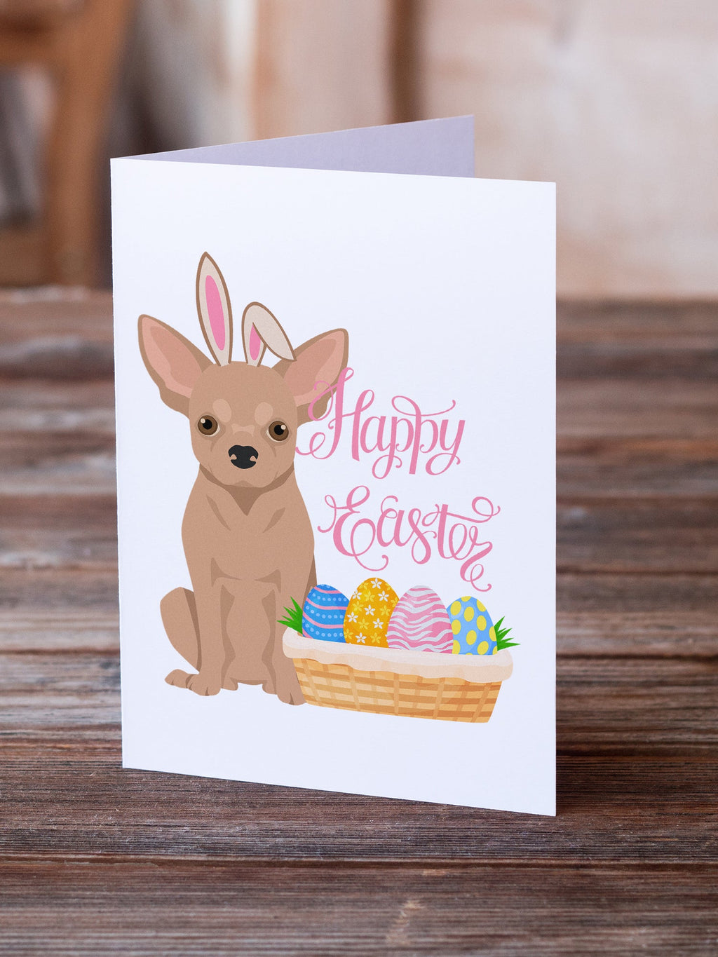 Cream Chihuahua Easter Greeting Cards Pack of 8 Blank Cards with Envelopes Whimsical A7 Size 5x7
