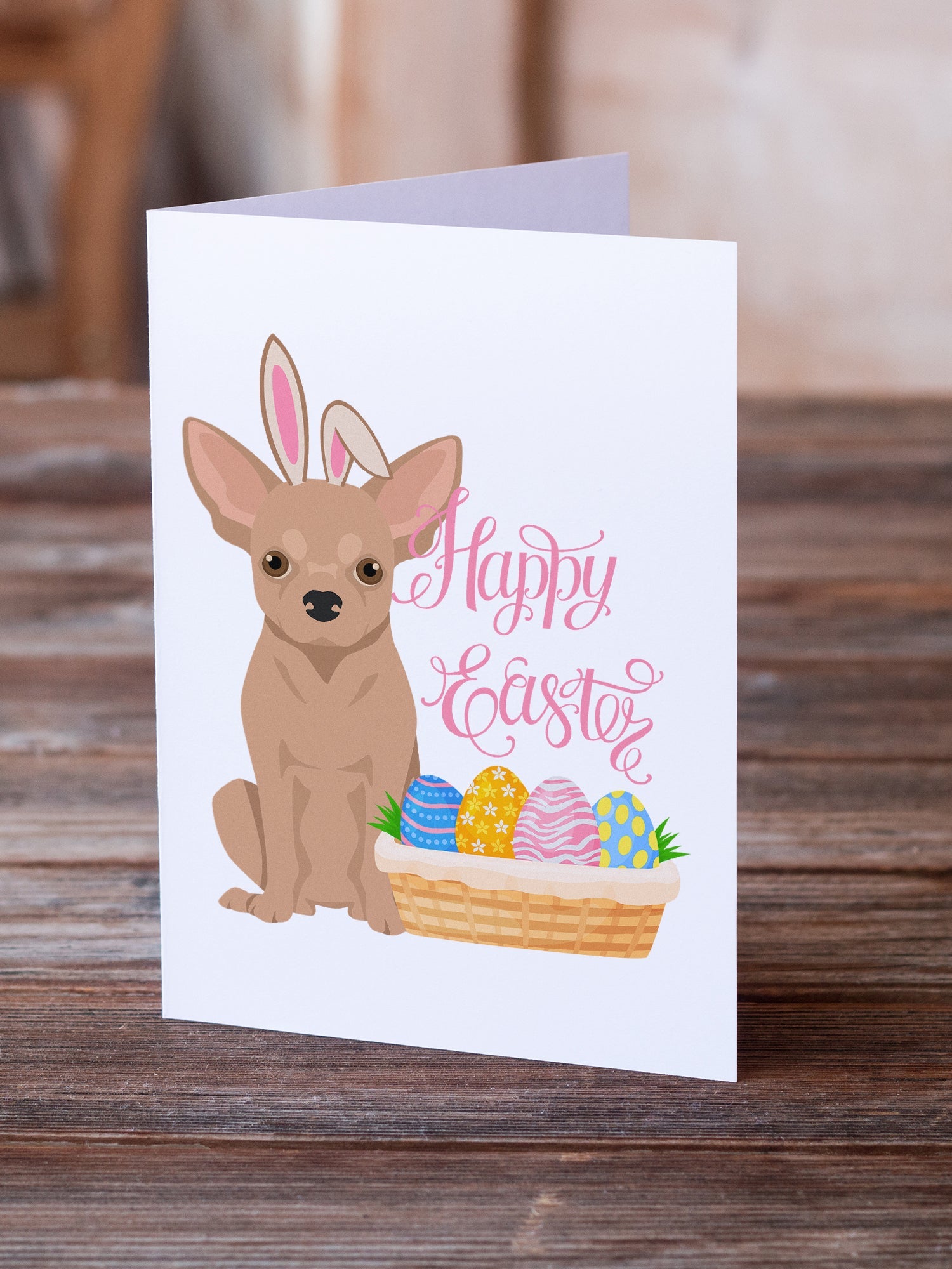 Cream Chihuahua Easter Greeting Cards Pack of 8 Blank Cards with Envelopes Whimsical A7 Size 5x7