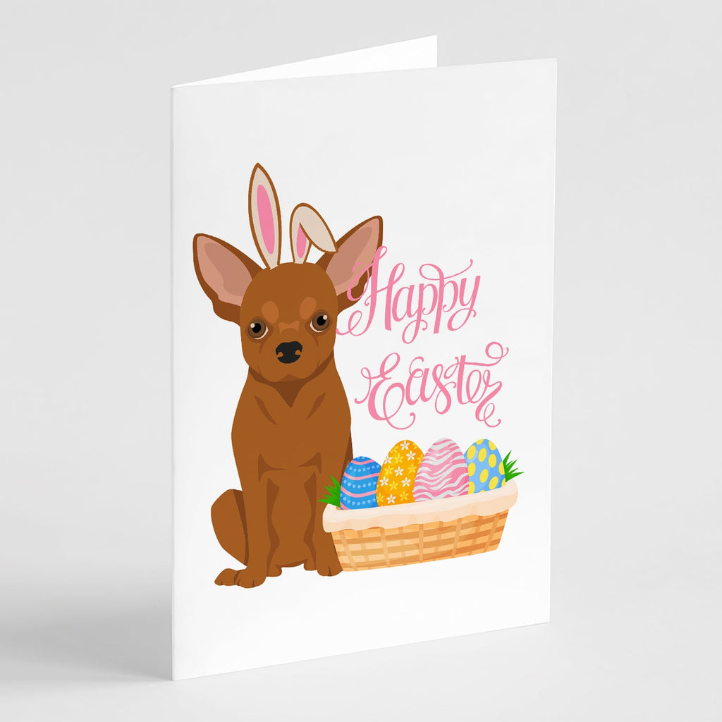 Red Chihuahua Easter Greeting Cards Pack of 8 Blank Cards with Envelopes Whimsical A7 Size 5x7