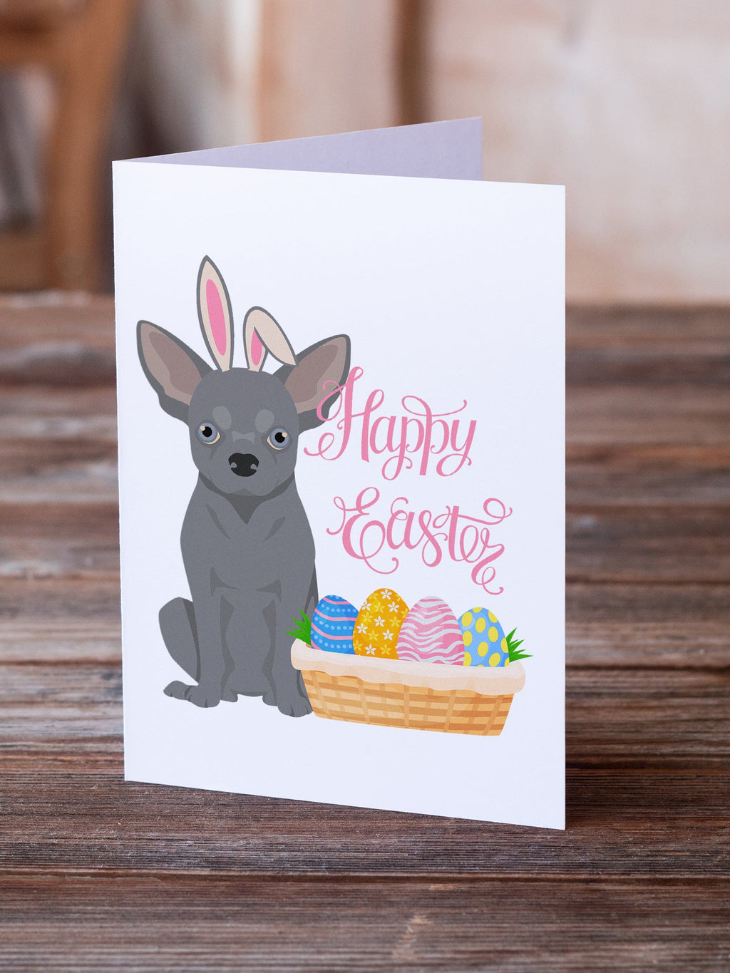 Blue Chihuahua Easter Greeting Cards Pack of 8 Blank Cards with Envelopes Whimsical A7 Size 5x7