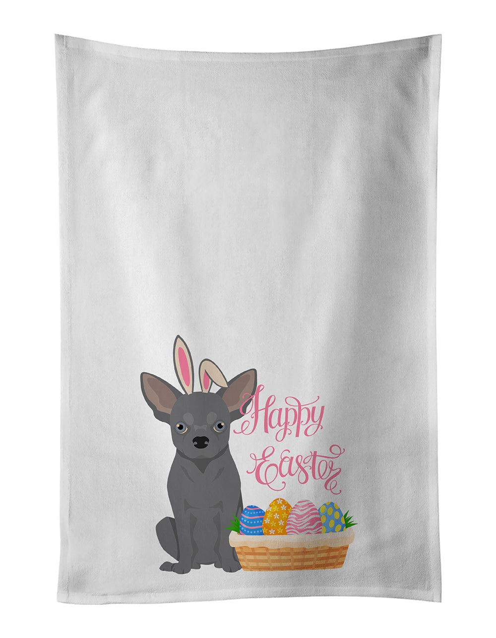 Blue Chihuahua Easter Kitchen Towel Set of 2 White Dish Towels Decorative Bathroom Hand towel for Hand, Face, Hair, Yoga, Tea, Dishcloth, 19 X 28", White