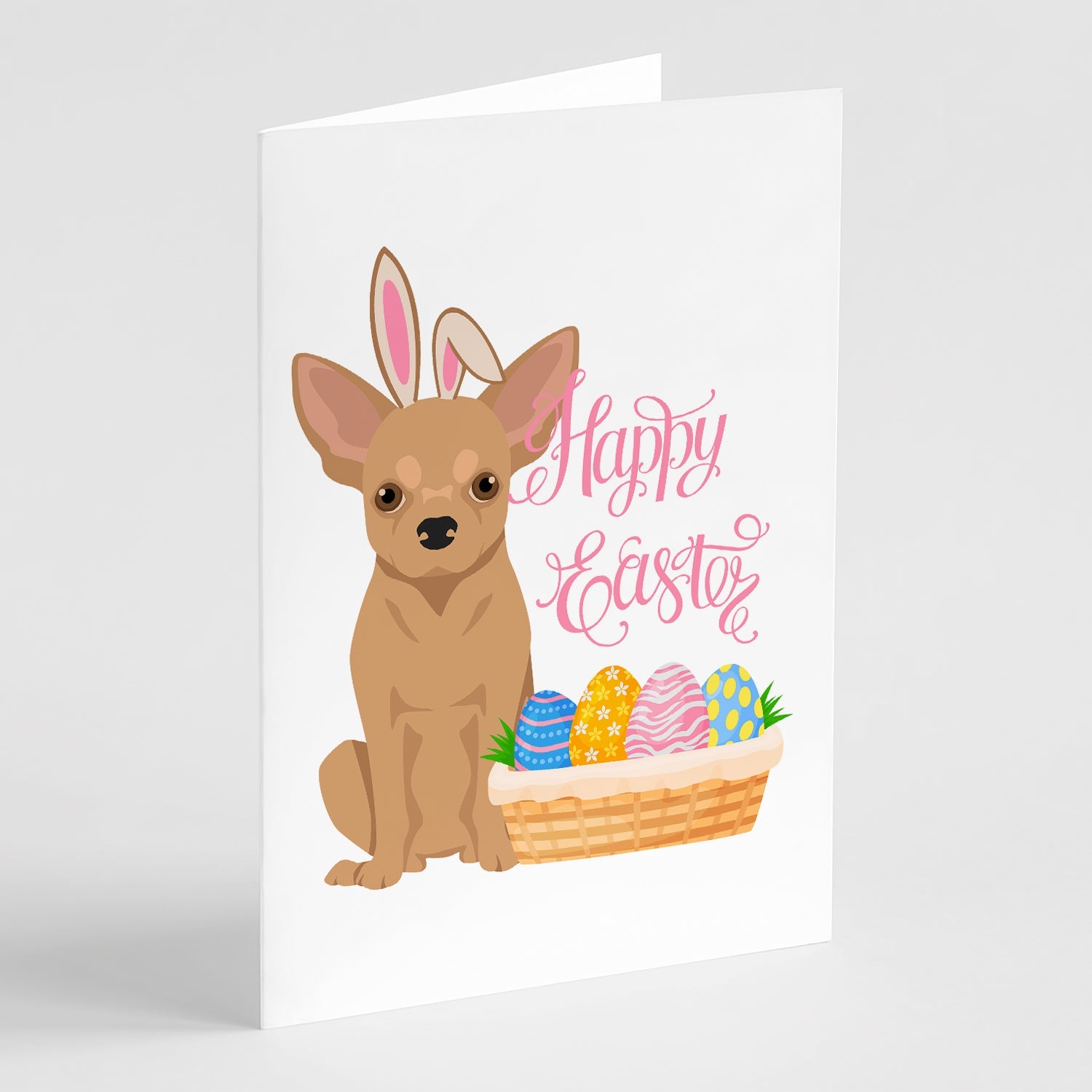 Gold Chihuahua Easter Greeting Cards Pack of 8 Blank Cards with Envelopes Whimsical A7 Size 5x7