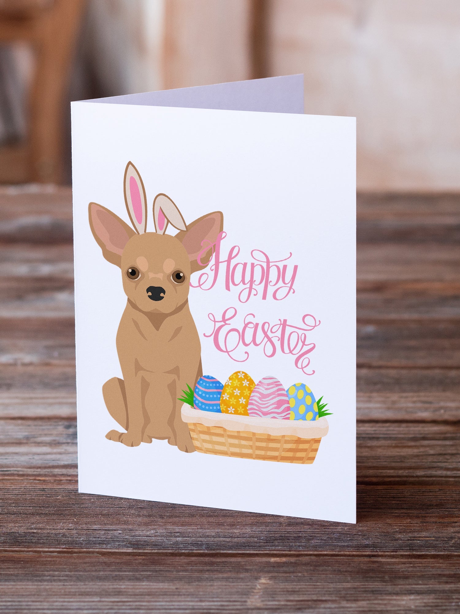 Gold Chihuahua Easter Greeting Cards Pack of 8 Blank Cards with Envelopes Whimsical A7 Size 5x7